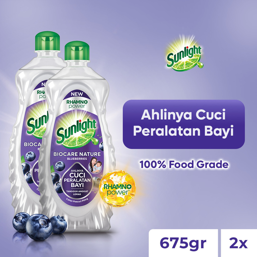[BARU!] Sunlight Biocare Nature Botol 675g x2 - Sabun Cuci Botol Bayi