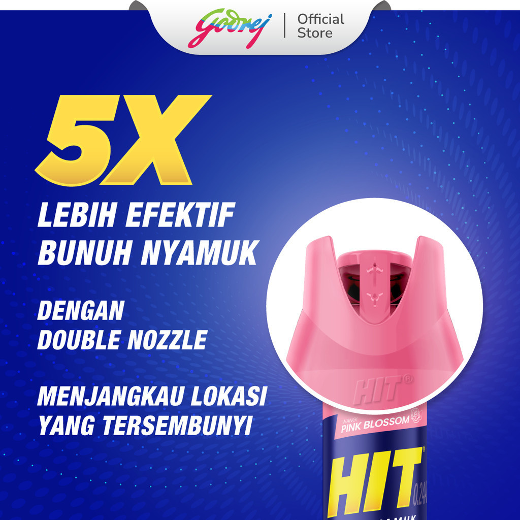 Hit Aerosol Expert Pink Blossom 400ml - Obat Nyamuk - Bunuh Nyamuk Penyebab Demam Berdarah (DBD) x 2 - Gambar 2