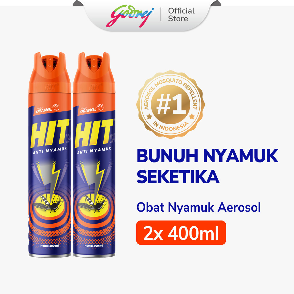 Hit Aerosol Orange 400ml - Obat Nyamuk - Bunuh Nyamuk Penyebab Demam Berdarah (DBD) x 2