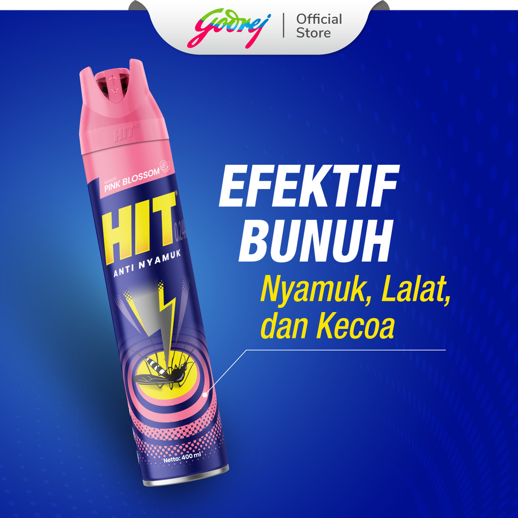 Hit Aerosol Expert Pink Blossom 400ml - Obat Nyamuk - Bunuh Nyamuk Penyebab Demam Berdarah (DBD) x 2 - Gambar 3