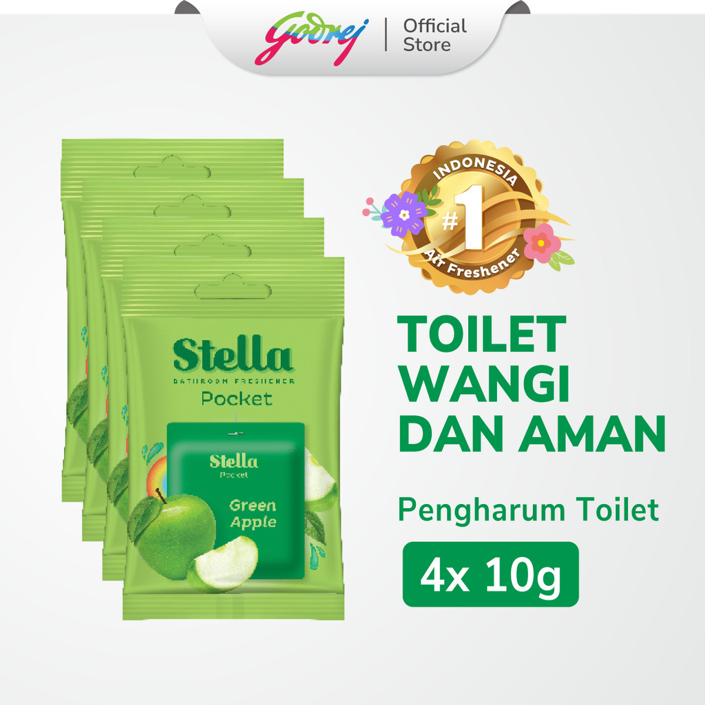 Stella Pocket Bathroom Green Apple 10 gr x4 - Pengharum Kamar Mandi