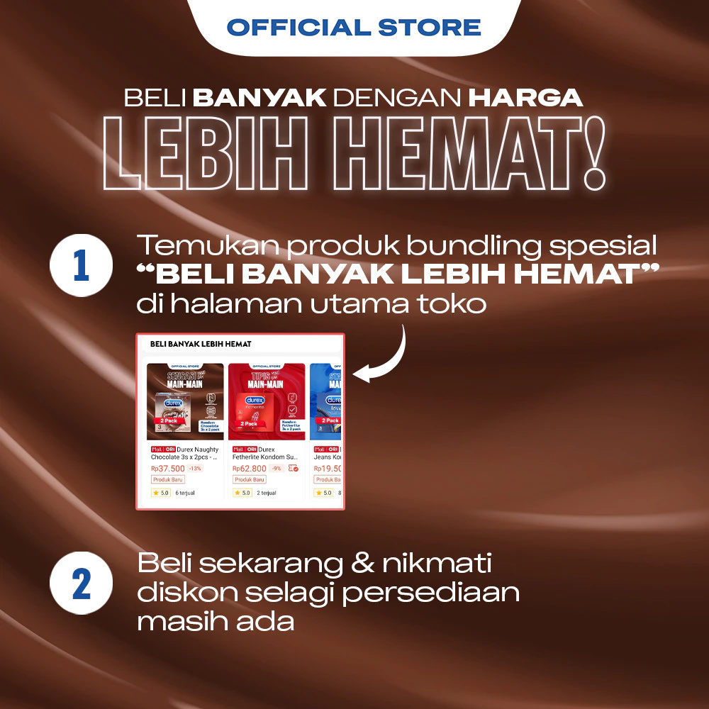Durex Naughty Chocolate - 3s (2 pcs) (Kondom Pria Gerigi Dengan Rasa & Aroma Coklat, Untuk Sensasi Main Lebih Menyenangkan. Alat Kontrasepsi) - Gambar 2