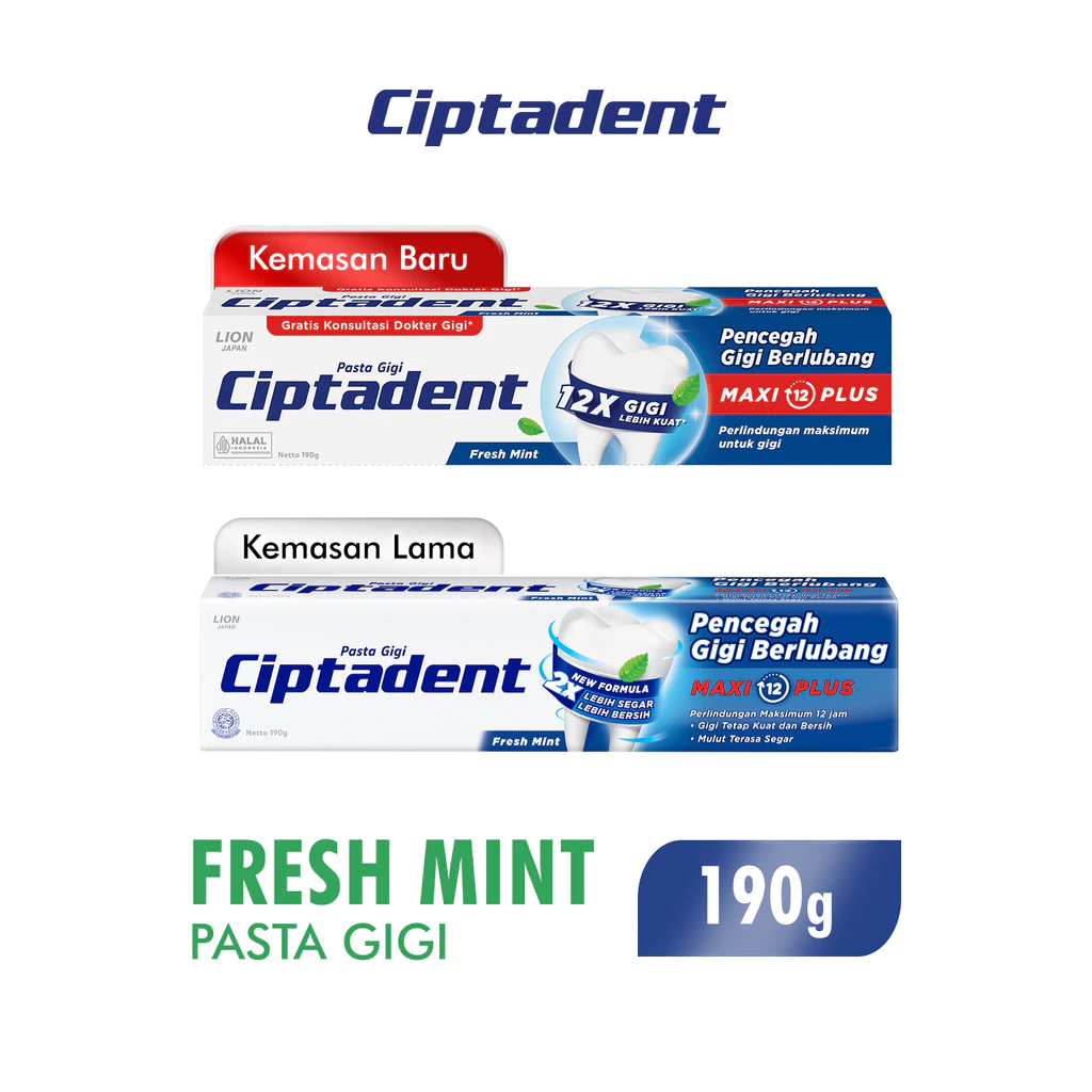 Ciptadent Pasta Gigi Maxi 12 Fresh Mint Tube 190 gr x2 - Gambar 2