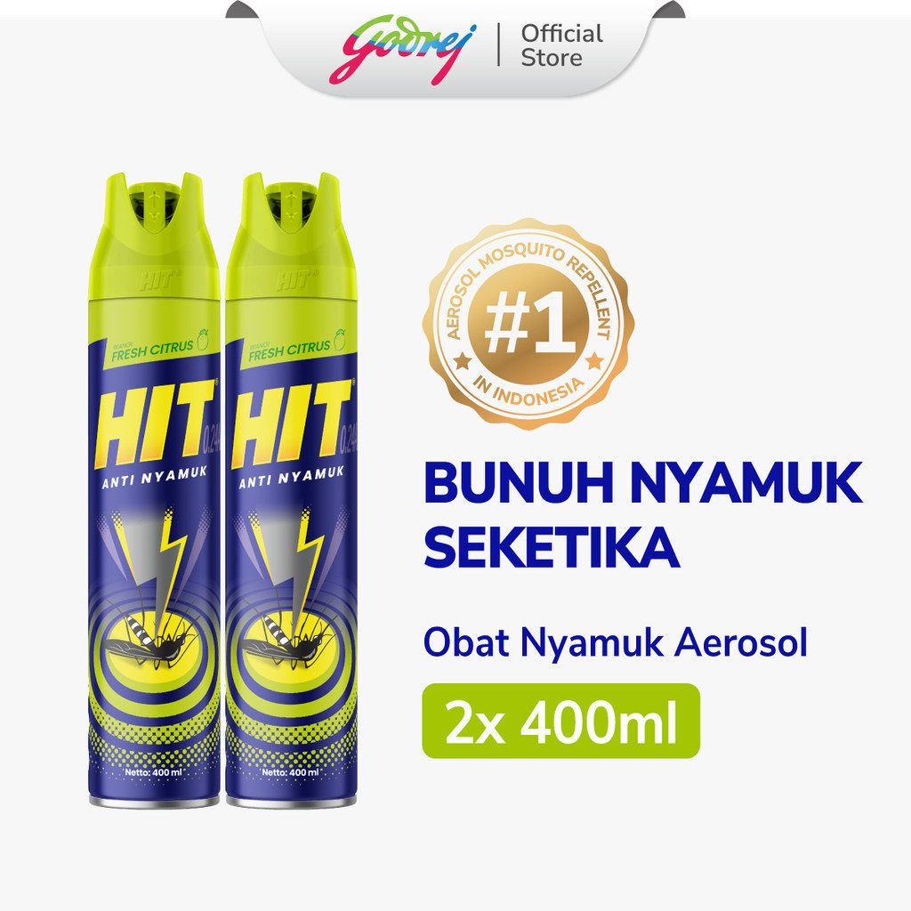 Hit Aerosol Expert Fresh Citrus 400ml - Obat Nyamuk - Bunuh Nyamuk Penyebab Demam Berdarah (DBD) x 2