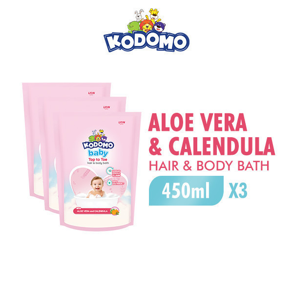 Kodomo Top To Toe Pink Refill 450 ml x3