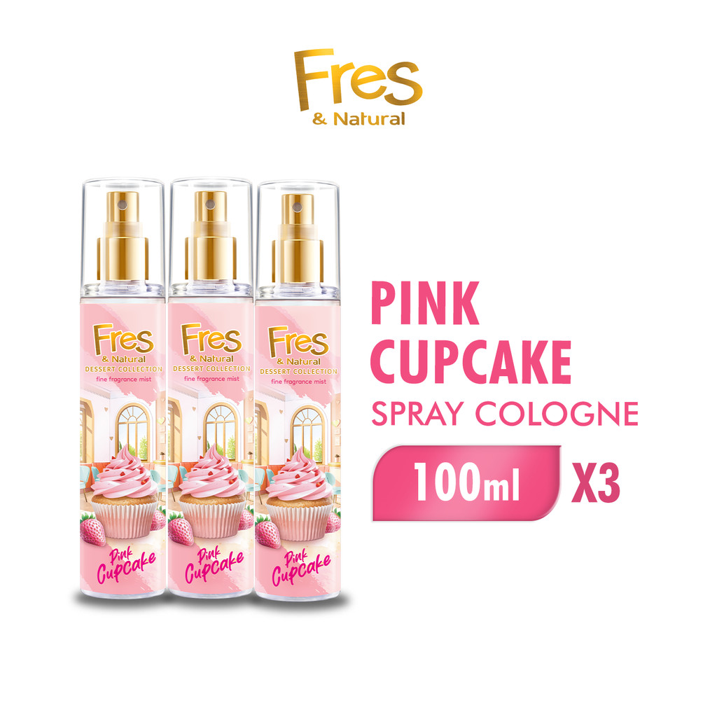 Fres & Natural Spray Cologne Dessert Pink Cupcake Botol 100 ml x3
