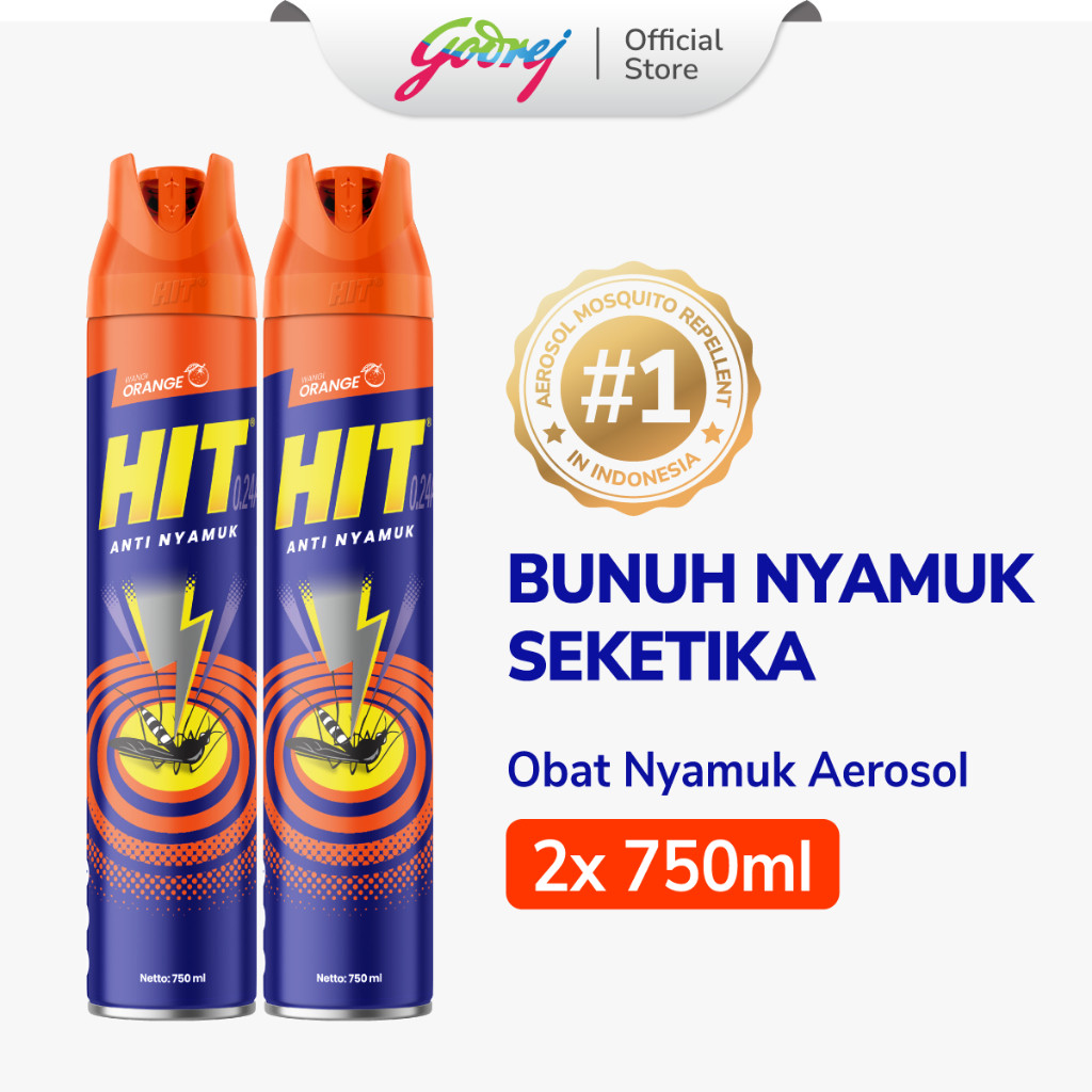 HIT Aerosol Orange 750ml x 2 - Obat Nyamuk - Bunuh Nyamuk Penyebab Demam Berdarah (DBD)