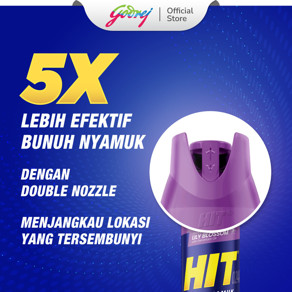 Hit Aerosol Lily Blossom 600ml x2 - Obat Nyamuk - Bunuh Nyamuk Penyebab Demam Berdarah (DBD) - Gambar 2