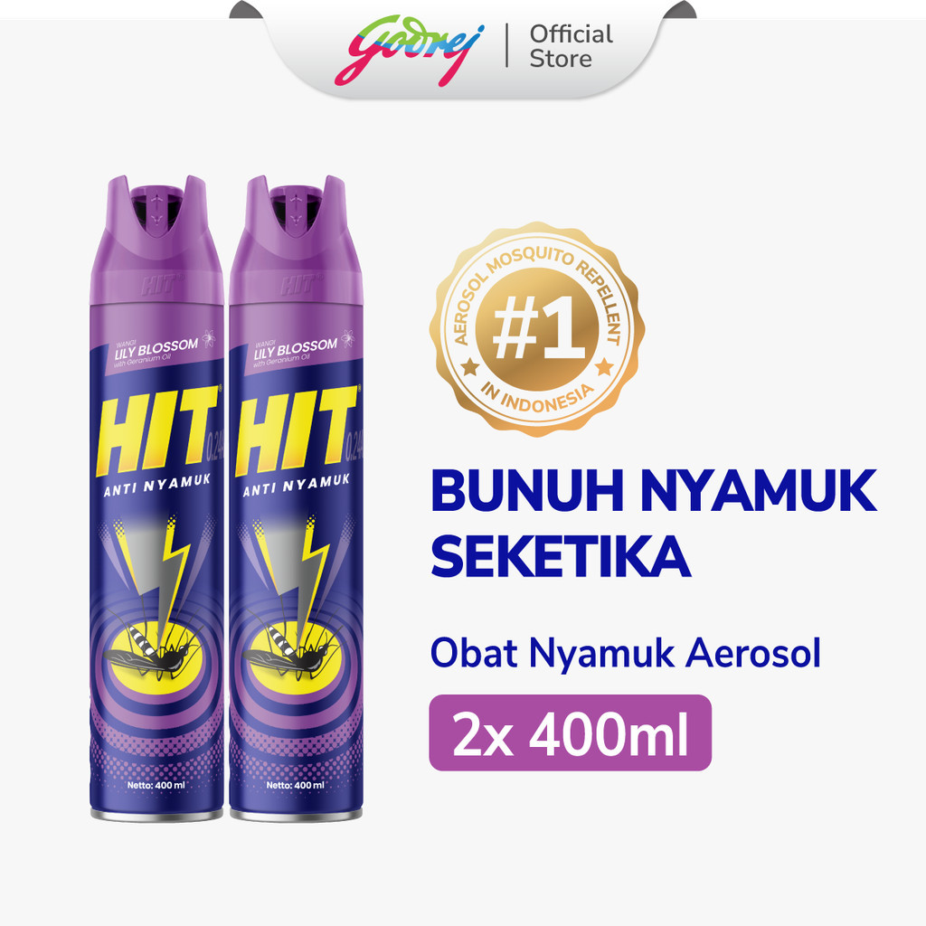 Hit Aerosol Lily Blossom 400ml - Obat Nyamuk - Bunuh Nyamuk Penyebab Demam Berdarah (DBD) x 2