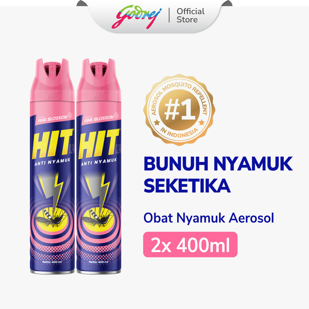 Hit Aerosol Expert Pink Blossom 400ml - Obat Nyamuk - Bunuh Nyamuk Penyebab Demam Berdarah (DBD) x 2