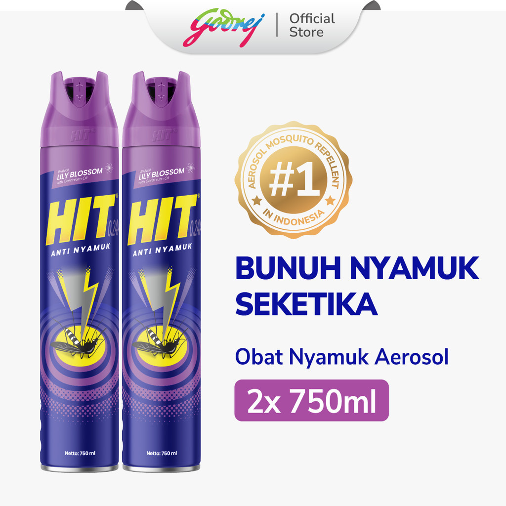 HIT Aerosol Lily Blossom 750ml x 2 - Obat Nyamuk - Bunuh Nyamuk Penyebab Demam Berdarah (DBD)