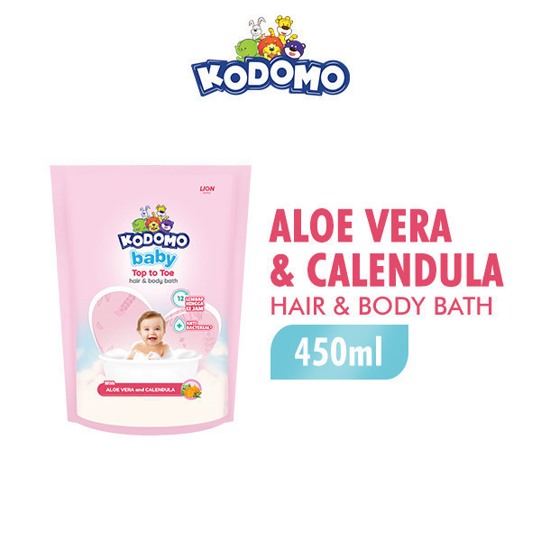 Kodomo Top To Toe Pink Refill 450 ml x3 - Gambar 2