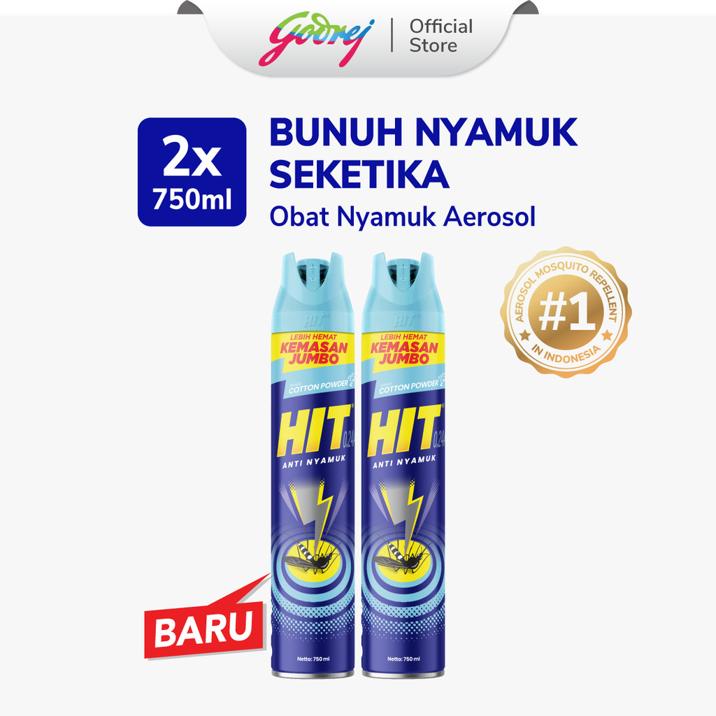 Hit Aerosol Cotton Powder 750ml x2 - Obat Nyamuk - Bunuh Nyamuk Penyebab Demam Berdarah (DBD)