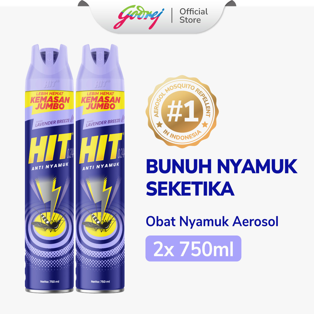 Hit Aerosol Lavender Breeze 750ml x2 - Obat Nyamuk - Bunuh Nyamuk Penyebab Demam Berdarah (DBD)
