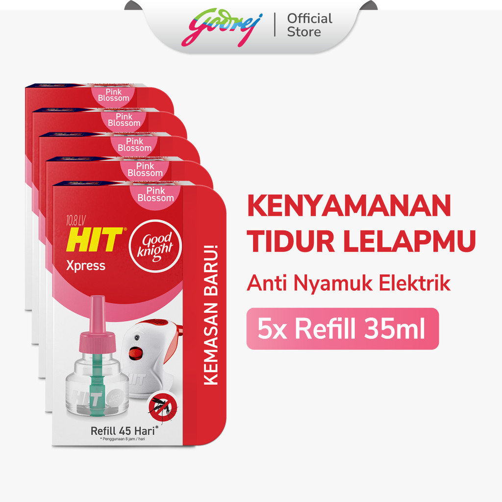 HIT Good Knight Xpress Refill Pink Blossom 45 Hari x 5- Refill Obat Nyamuk Elektrik - Bunuh Nyamuk Penyebab Demam Berdarah (DBD)