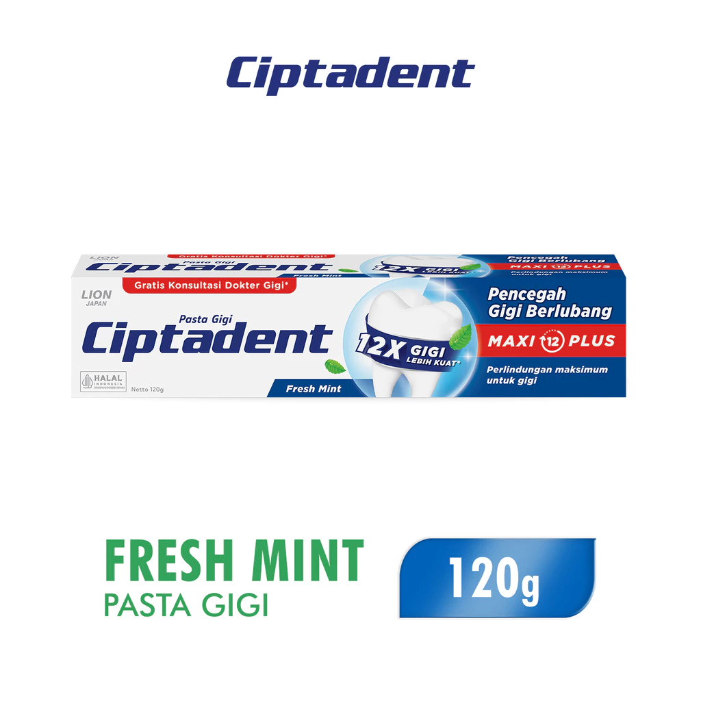 Ciptadent Pasta Gigi Maxi 12 Fresh Mint Tube 120 gr x2 - Gambar 3