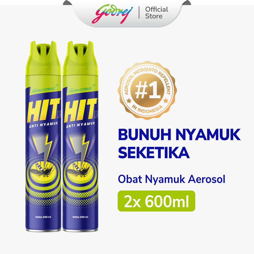 HIT Aerosol Expert Fresh Citrus 600ml x2 - Obat Nyamuk - Bunuh Nyamuk Penyebab Demam Berdarah (DBD)