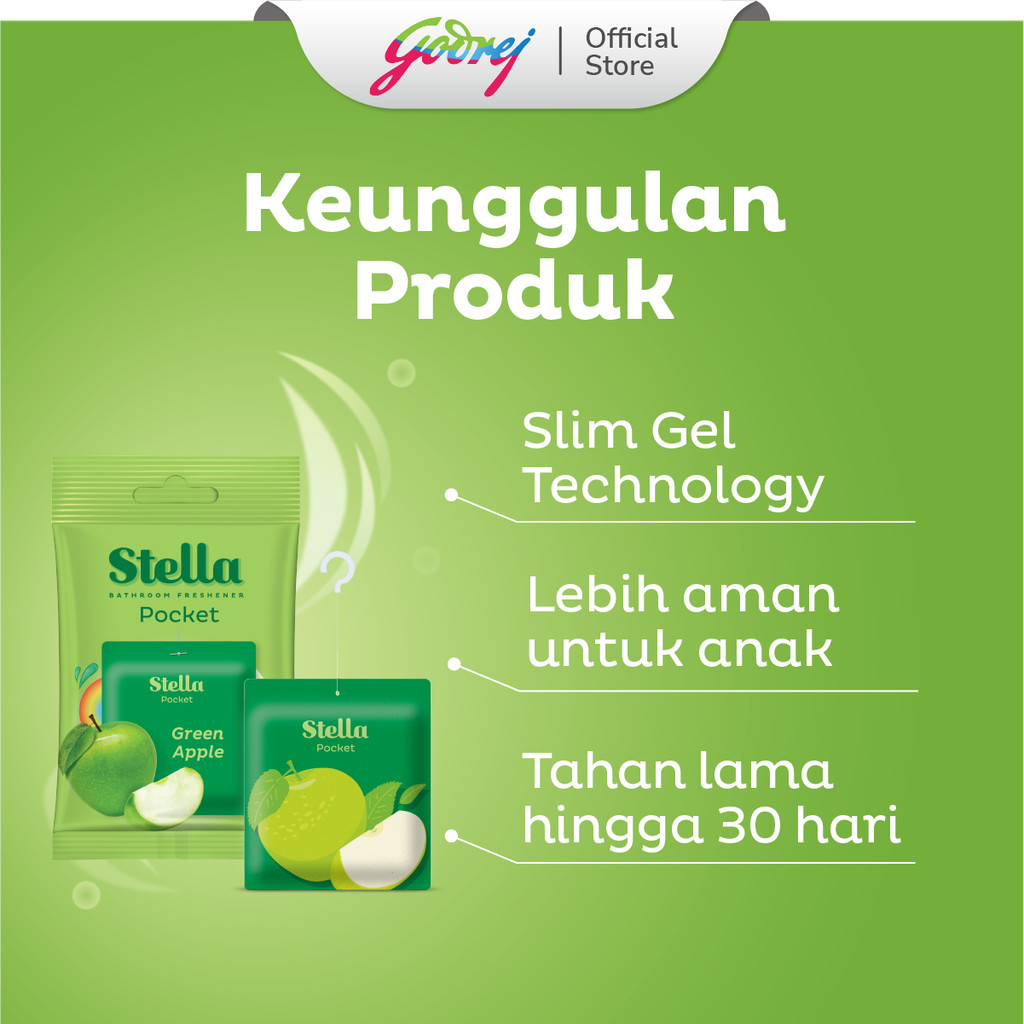 Stella Pocket Bathroom Green Apple 10 gr x4 - Pengharum Kamar Mandi - Gambar 2