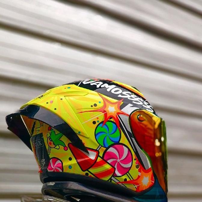 NHK R1 ELITE ORTOLA MOTIF HELMET#5 YELLOW, HANDSOME VENOM FLAT VISOR ...