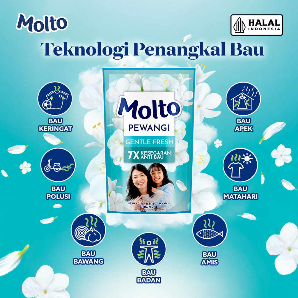 Molto Pewangi Pakaian Gentle Fresh 7x Kesegaran & Anti Bau 765 mL x2 - Gambar 2