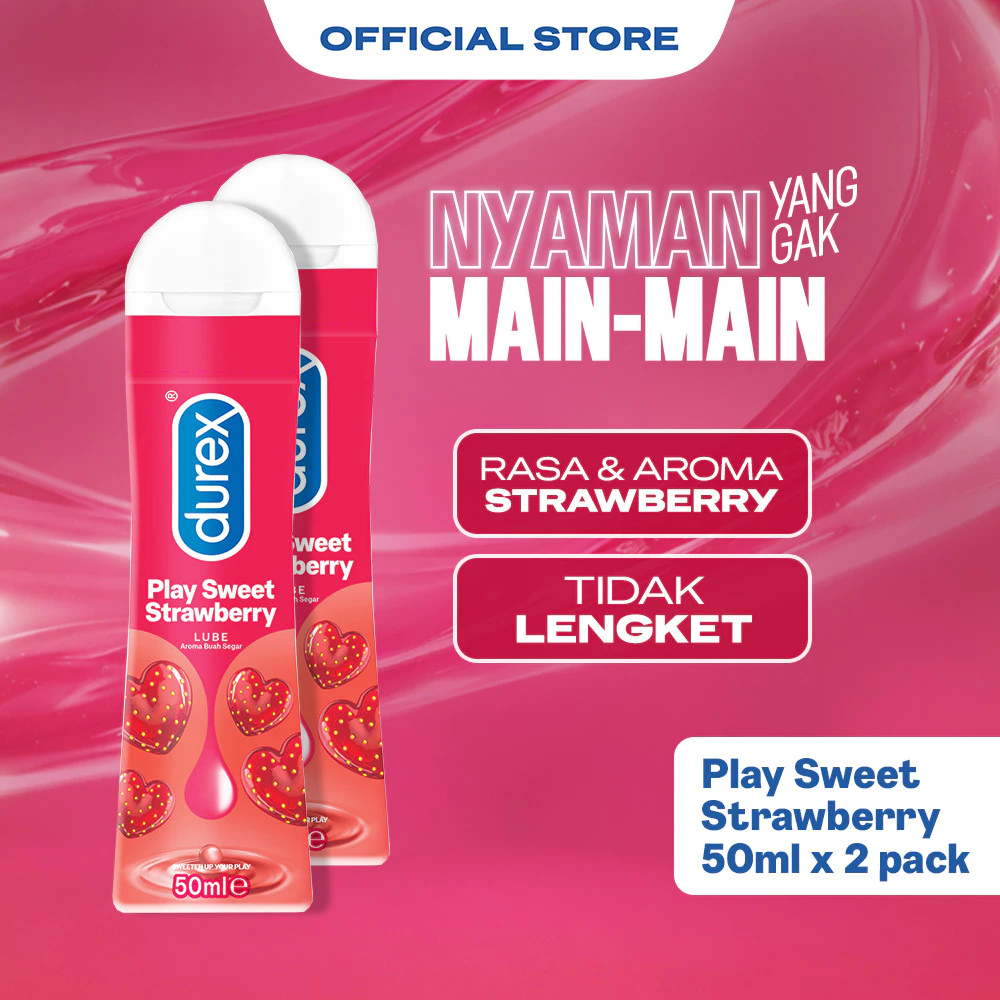 Durex Play Sweet Strawberry Lubricant Gel - 50ml (2 pcs) (Pelumas Berbahan Dasar Air, Dengan Rasa & Aroma Strawbery. Aman tertelan & Aman digunakan Bersama Kondom)