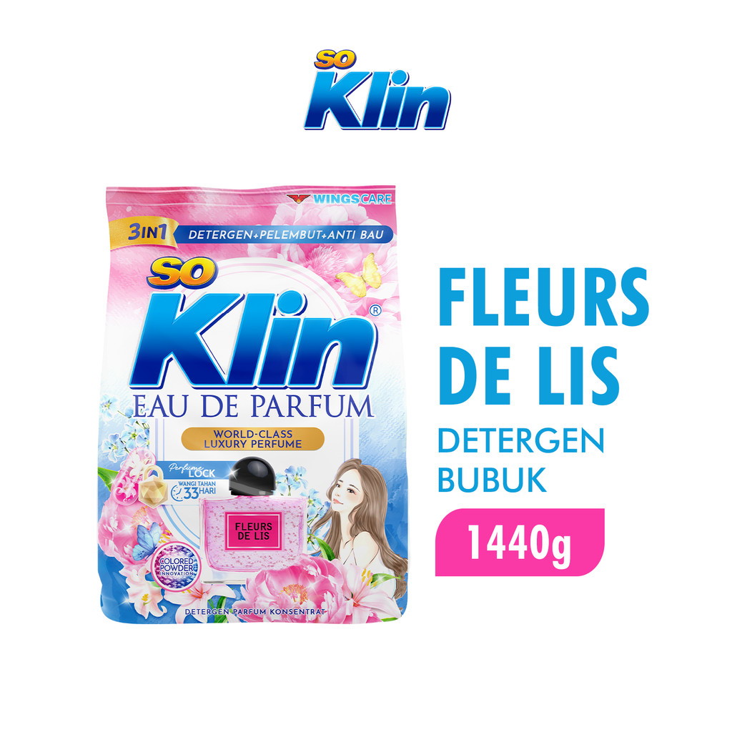 Soklin Eau de Parfum Deterjen Bubuk Fleurs de Lis Biru 1300 gr x3 - Gambar 2
