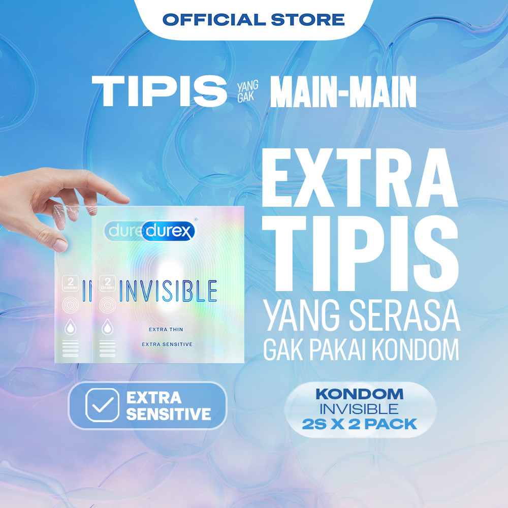 Durex Invisible Kondom Super Tipis Kondom Aman Pria 2s x 2pcs - Condom with Lubricant