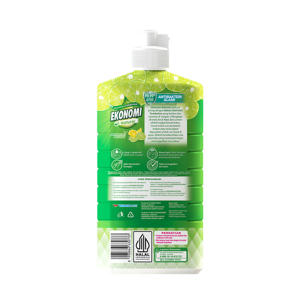 Ekonomi Power Liquid Sabun Cuci Piring Natural Jeruk Nipis Botol 675 gr x2 - Gambar 3