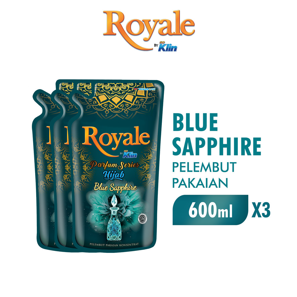 Royale Parfum Series Pelembut dan Pewangi Pakaian Hijab Blue Sapphire 600 ml x3