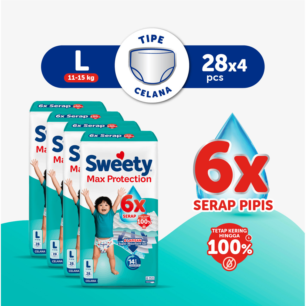 Sweety Silver Max Protection L 28s x 4 Popok Celana Baby Diapers- Special Upcount