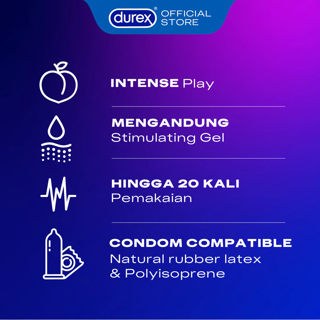 Durex Intense Gel 10ml - Gel orgasm wanita bukan pelumas atau lubricant & Durex Fetherlite Kondom Super Tipis Kondom Aman Pria 3s - Condom with Lubricant - Gambar 3