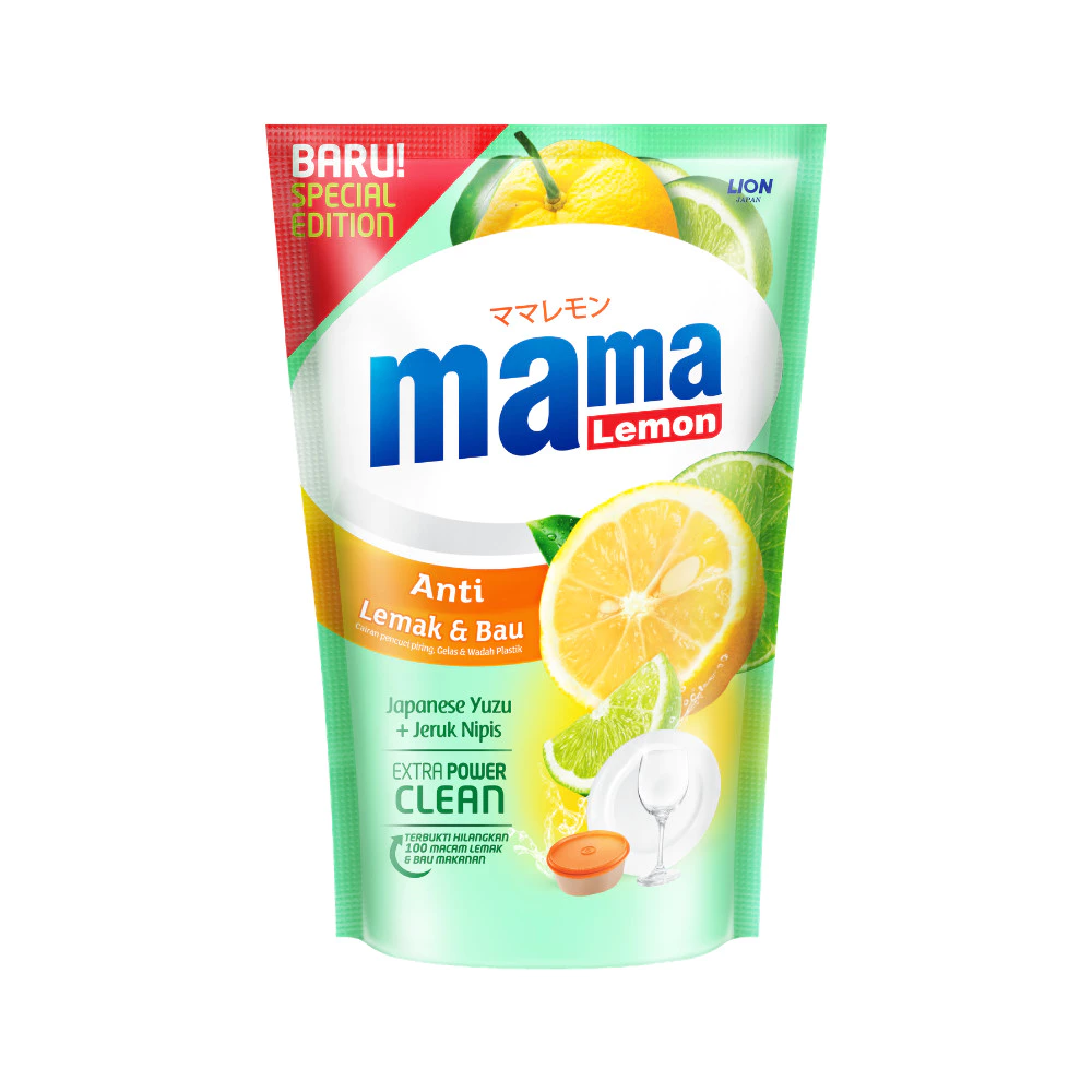 Mama Lemon Sabun Cuci Piring Yuzu & Jeruk Nipis Anti Lemak & Bau Pouch 680 ml x6 - Gambar 4