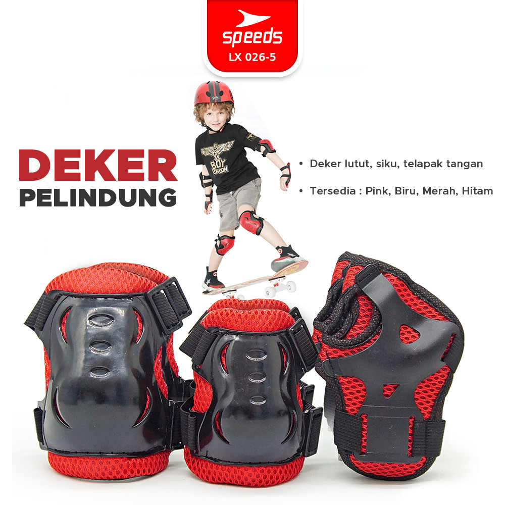 SPEEDS Deker Sepatu Roda Anak Deker Inline Skate Pelindung Lutut Sikut Sepatu Roda Anak 026-5