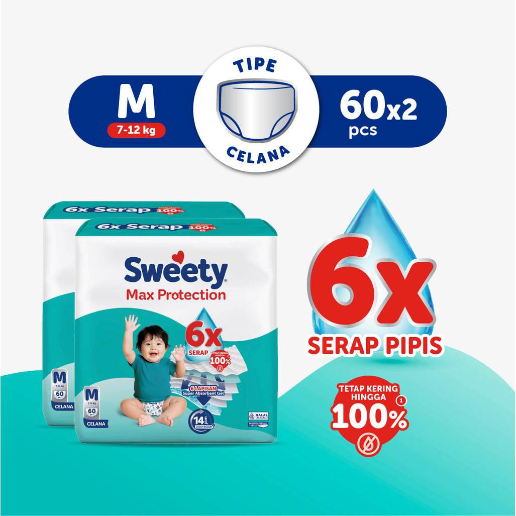 Sweety Silver Max Protection M 60s x 2 Popok Celana Baby Diapers