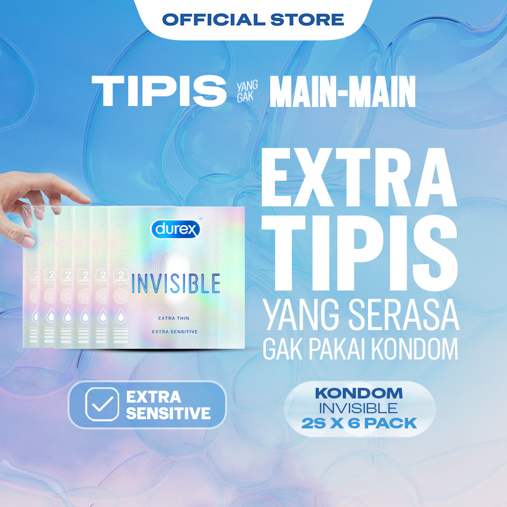 Durex Invisible Kondom Super Tipis Kondom Aman Pria 2s (6 pcs) - Condom with Lubricant