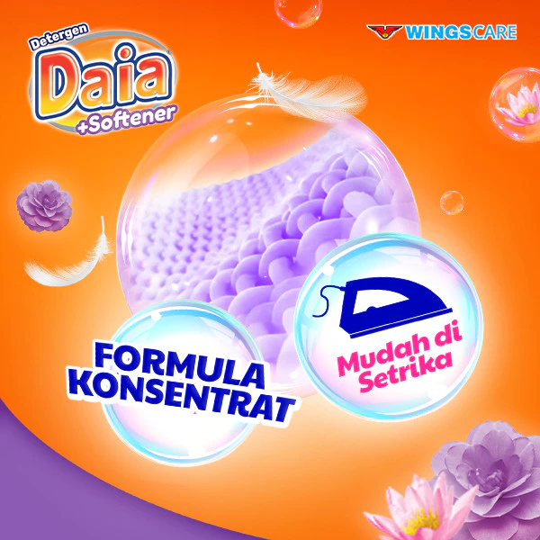 Daia Detergen Bubuk + Softener Violet Passion 1,5 kg x2 - Gambar 3