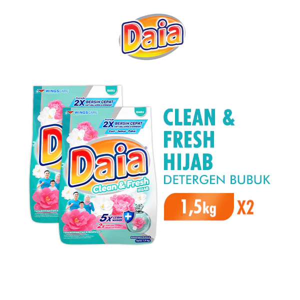 Daia Detergen Bubuk Clean & Fresh Hijab 1,5 kg x2