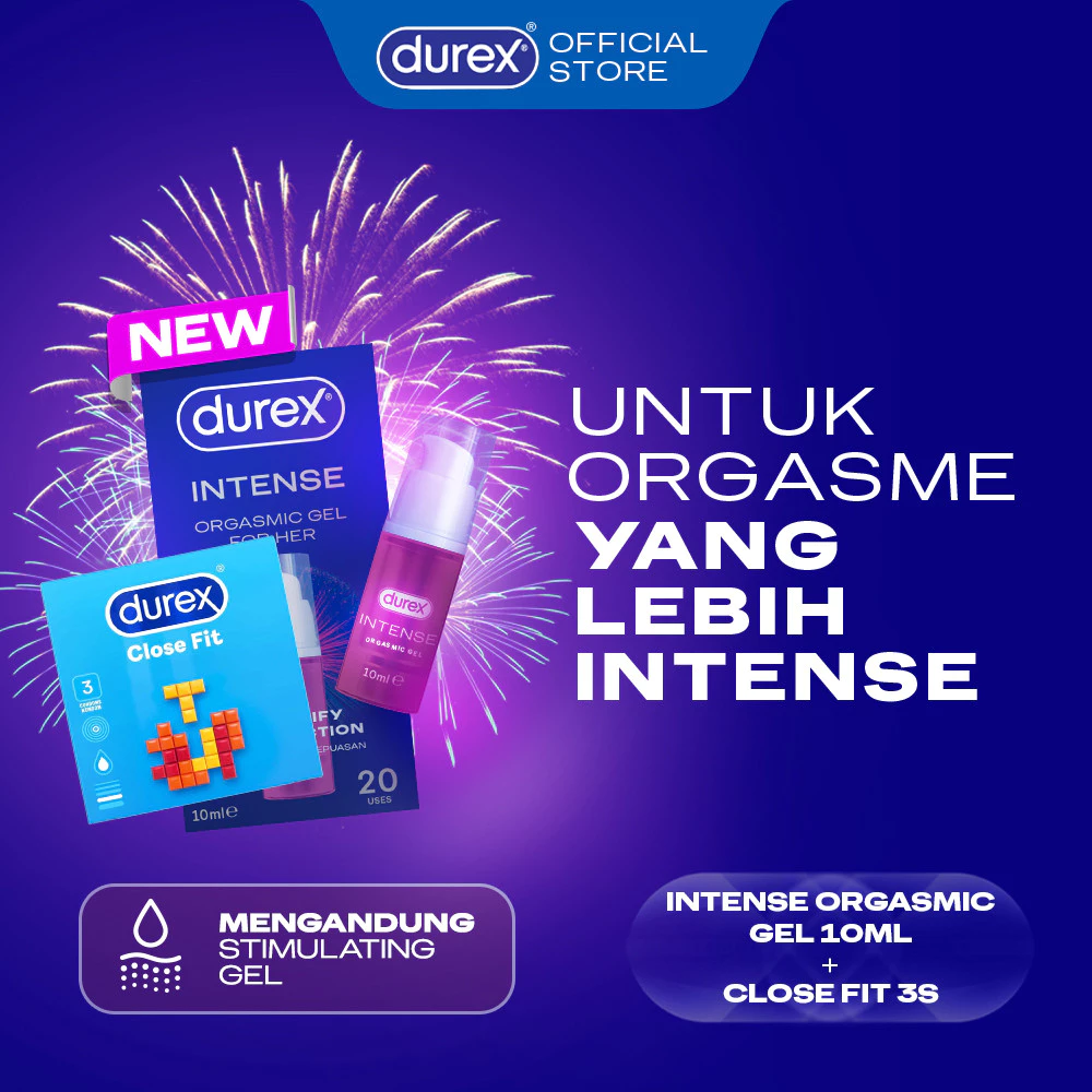 Durex Intense Gel 10ml - Gel orgasm wanita bukan pelumas atau lubricant & Durex Close Fit Kondom Ketat Kondom Aman Pria 3s - Condom