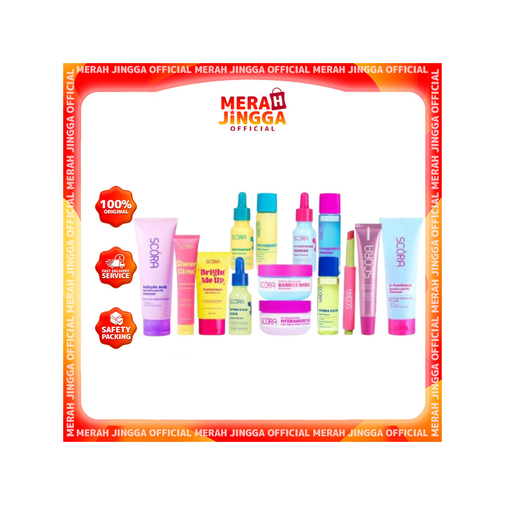 SCORA Moisturizer Gel 45ml 100ml Face Wash Gentle Sabun Cuci Muka Serum Pelembab Wajah Merah Jingga