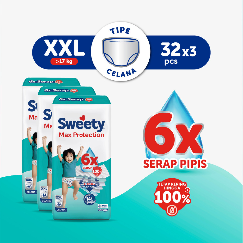 Sweety Silver Max Protection XXL 32s x 3 Popok Celana Baby Diapers