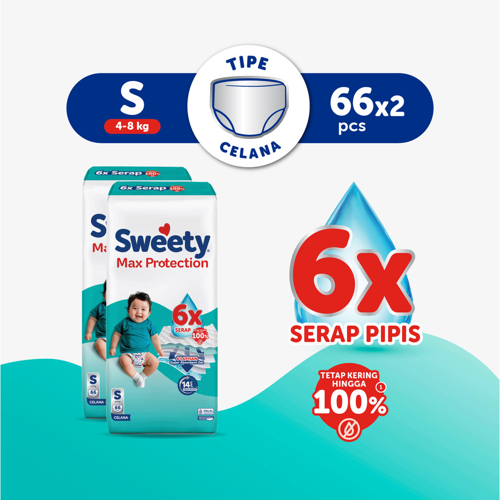 Sweety Silver Max Protect S 66s x 2 Popok Celana Baby Diapers