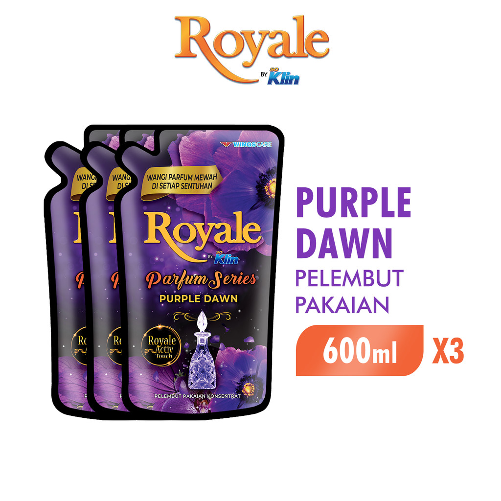 Royale Parfum Series Pelembut dan Pewangi Pakaian Purple Dawn 600 ml x3