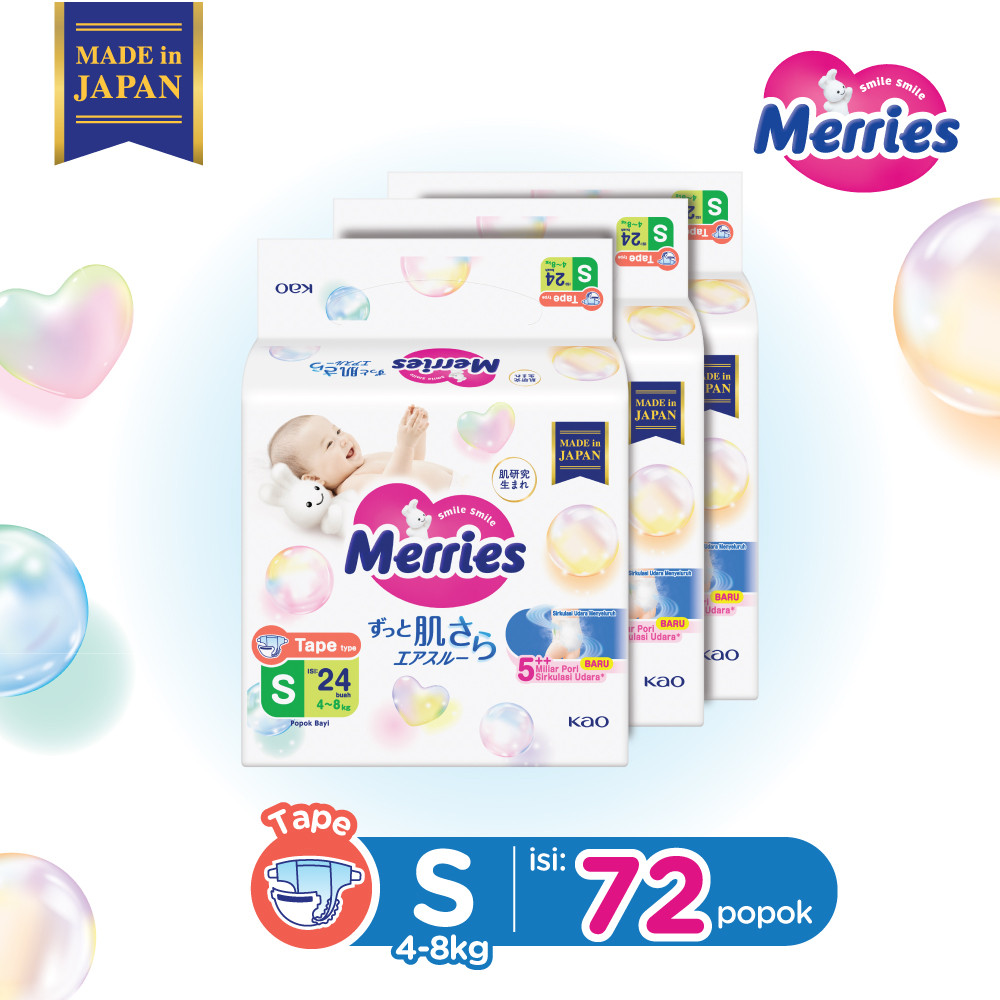 Merries Premium Popok Bayi Perekat S 24 Triple Pack