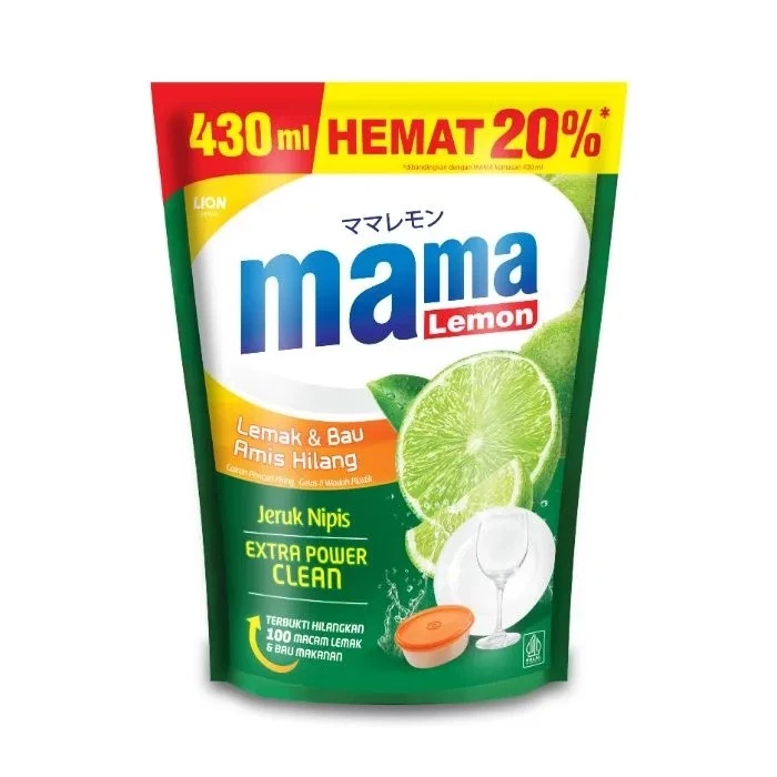 Mama Lemon Sabun Cuci Piring Jeruk Nipis Pouch 430 ml x2 - Gambar 3
