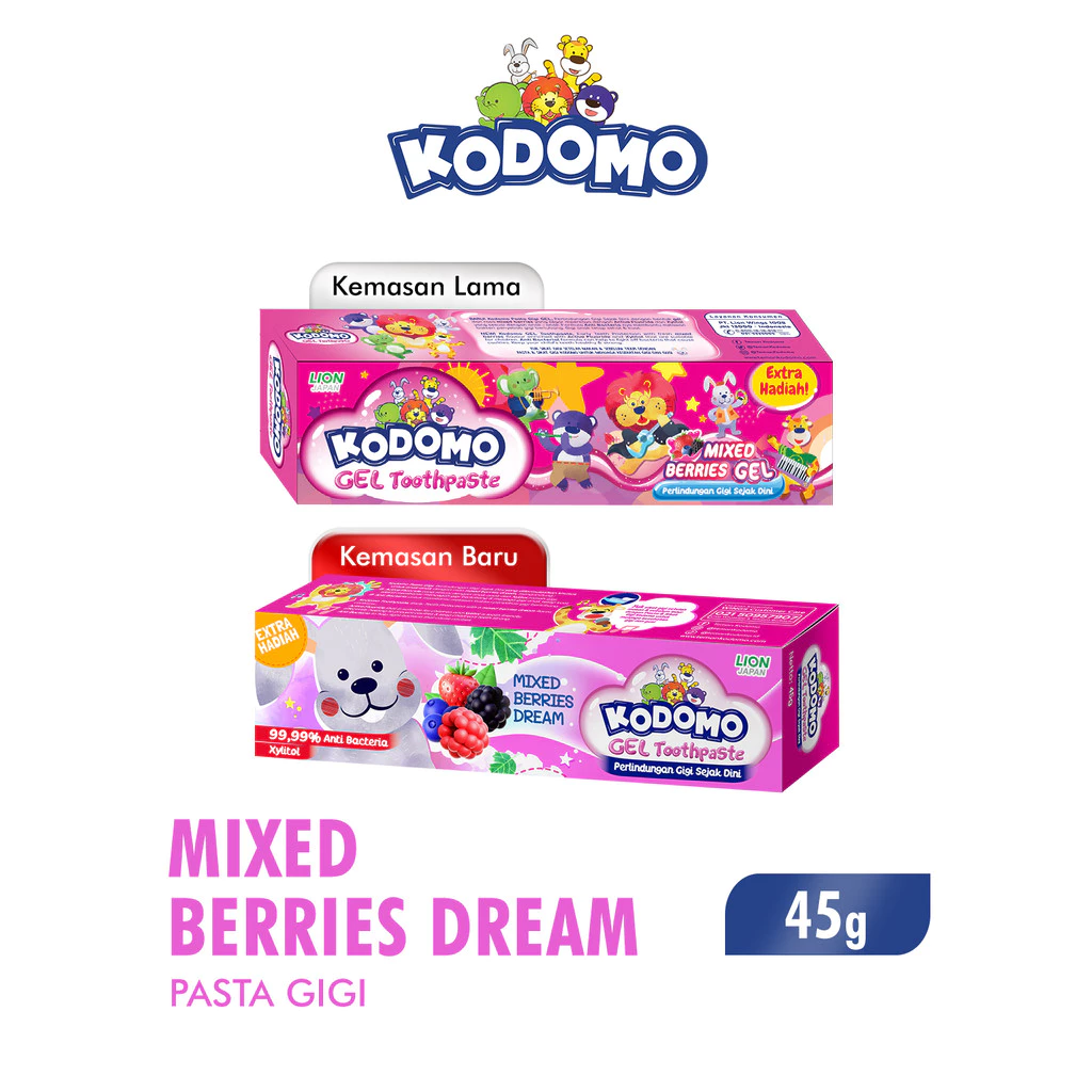 Kodomo Pasta Gigi Gel Mixed Berries Tube 45 gr x3 - Gambar 2
