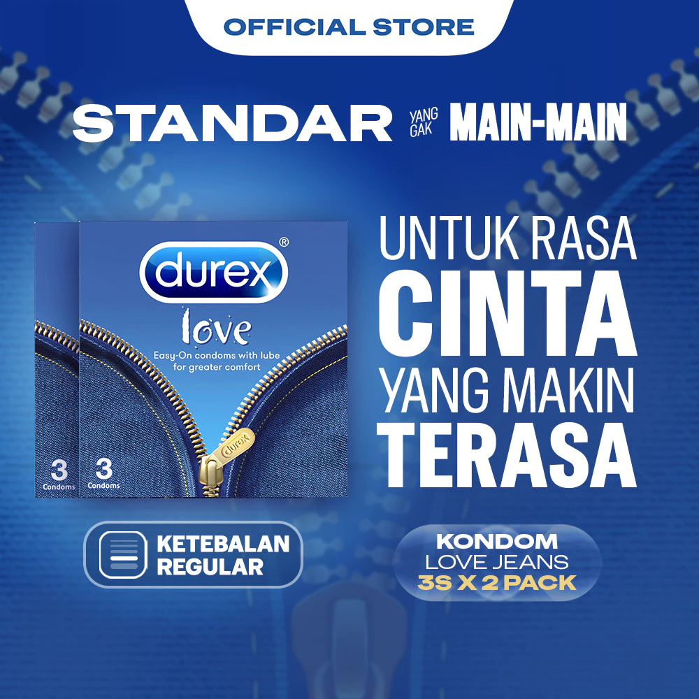 Durex Love Easy-On With Lube - 3s (2 pcs) (Kondom Pria Dengan Extra Pelumas Dengan Easy-On Shape, Untuk Kenyamanan Extra. Alat Kontrasepsi)