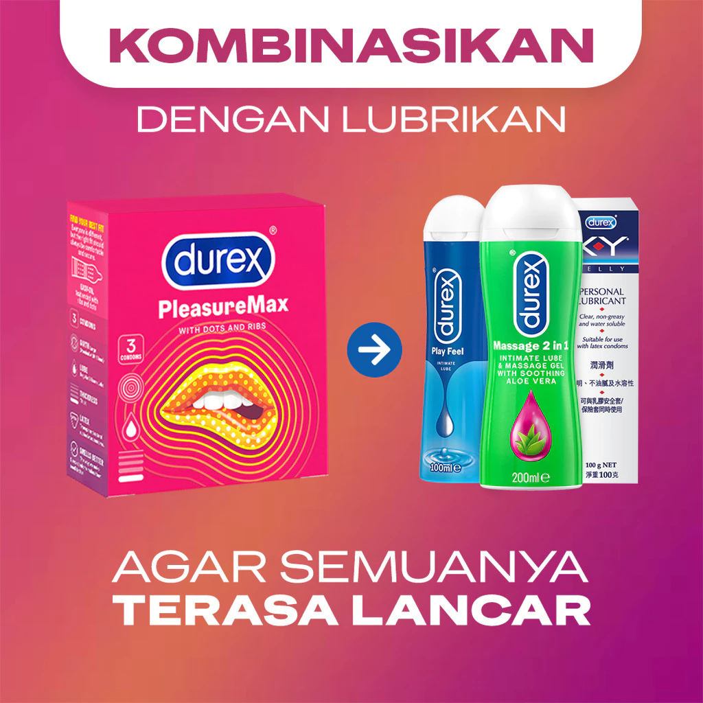 Durex Pleasure Max With Dots & Ribs - 3s (2 pcs) (Kondom Pria Bergerigi & Bergaris Untuk Rangsangan Ekstra Pasangan Anda, Main Jadi Terasa Penuh Sensasi. Alat Kontrasepsi) - Gambar 4