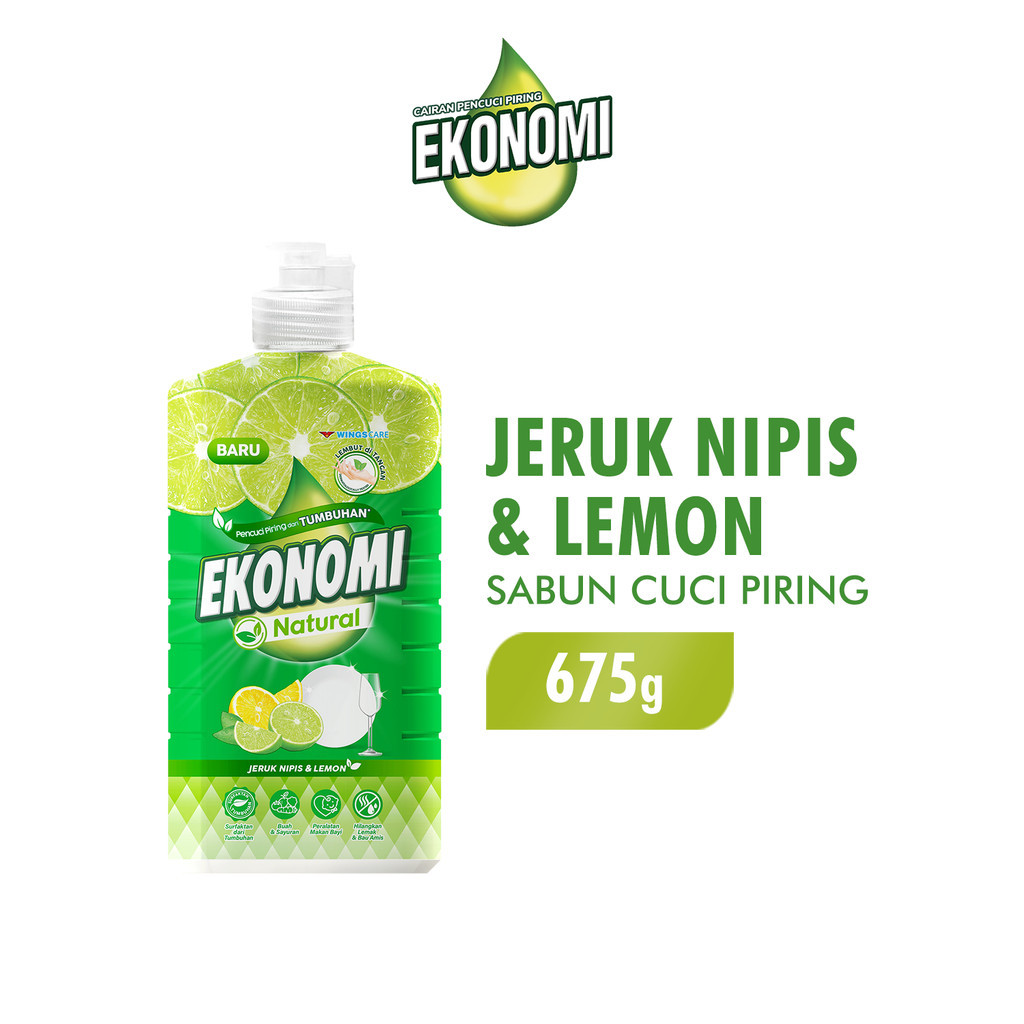 Ekonomi Power Liquid Sabun Cuci Piring Natural Jeruk Nipis Botol 675 gr x2 - Gambar 2