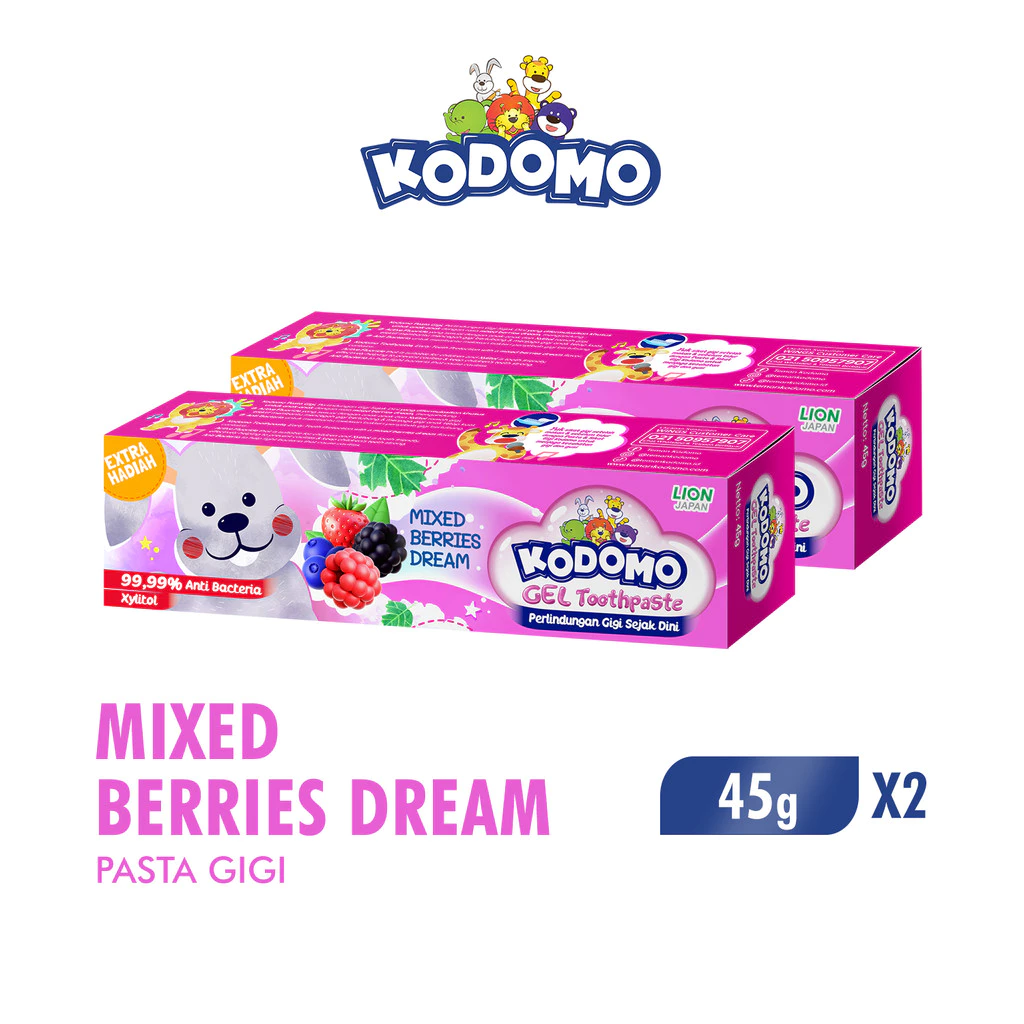 Kodomo Pasta Gigi Gel Mixed Berries Tube 45 gr x2
