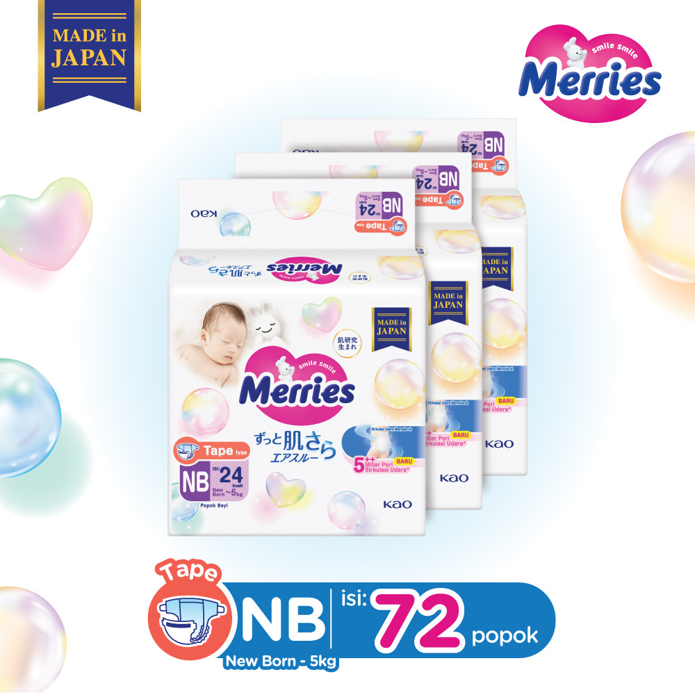 Merries Premium Popok Bayi Perekat NB 24 Triple Pack